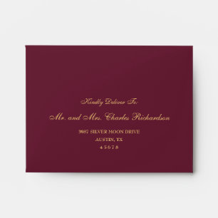 Gothic Burgundy Floral Return Address Wedding RSVP Envelope