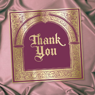 Gothic Burgundy Gold Mediaeval Until Death Thank You Card