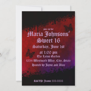 Gothic Butterflies Birthday Invitation