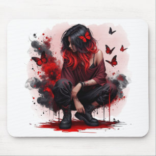 Gothic butterflies & Lady fantasy Mouse Mat