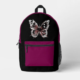 Gothic Butterfly Black and Magenta Backpack