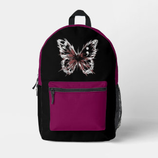 Gothic Butterfly Black and Magenta Backpack