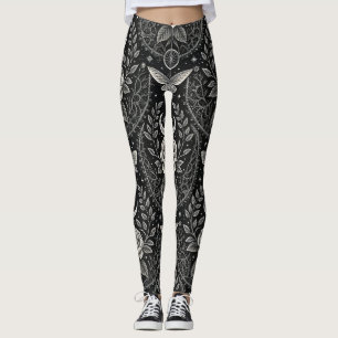 Gothic Butterfly Floral Pattern (1) Leggings