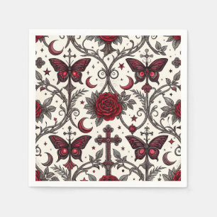 Gothic Butterfly Floral Pattern (1) Napkin
