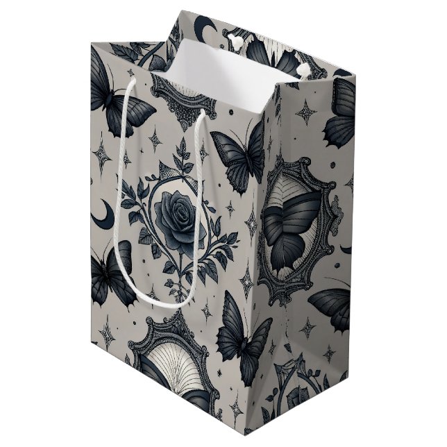 Gothic Butterfly Floral Pattern (2) Medium Gift Bag (Front Angled)