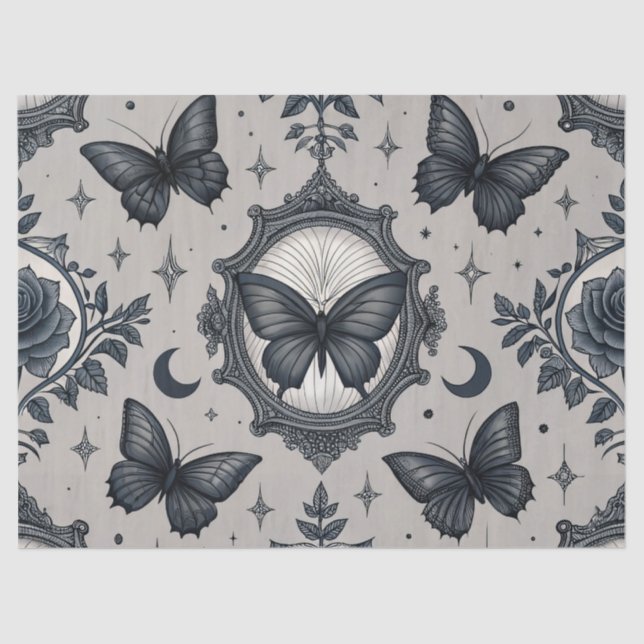Gothic Butterfly Floral Pattern (2) Tissue Paper (Front)
