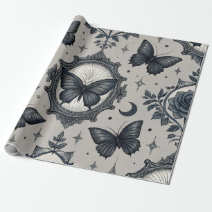 Gothic Butterfly Floral Pattern (2) Wrapping Paper