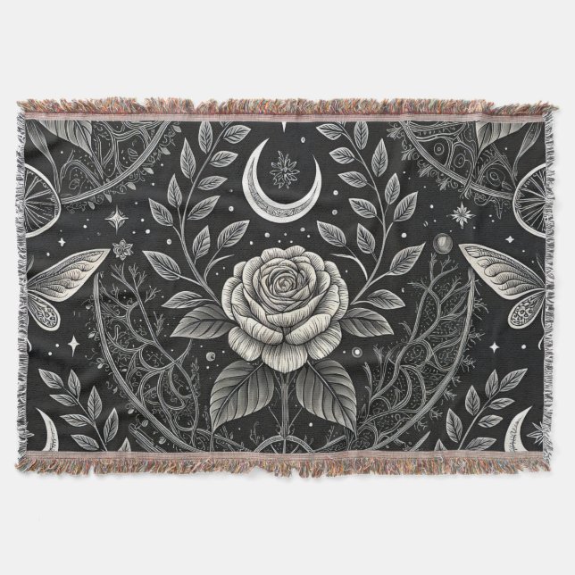 Gothic Butterfly Floral Pattern (4) Throw Blanket (Front)
