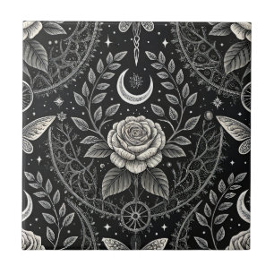 Gothic Butterfly Floral Pattern (4) Tile