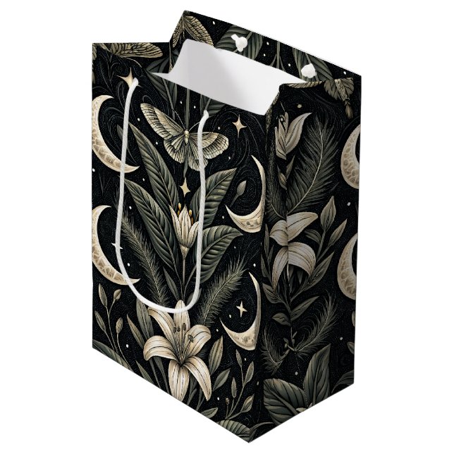 Gothic Butterfly Floral Pattern (5) Medium Gift Bag (Front Angled)