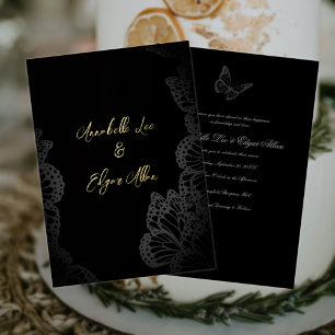 Gothic Butterfly Foil Wedding Invitation