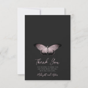 Gothic Butterfly Photo Wedding Thank You Card
