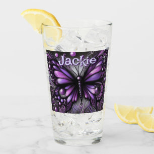 Gothic Butterfly Purple Black Personalized Glass