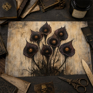 Gothic Calla Lily with Eyes Dark Fantasy Decoupage Tissue Paper