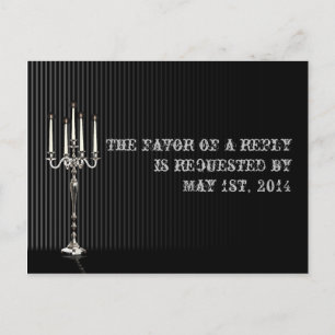 Gothic Candelabra on Black Silver RSVP Postcard