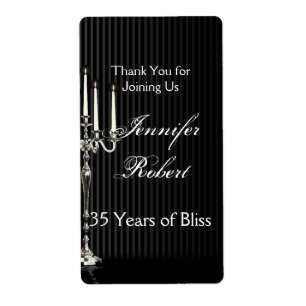 Gothic Candelabra Stripe Anniversary Wine Label