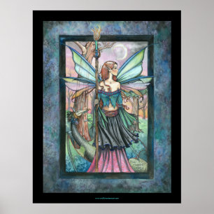 Gothic Candle Fairy and Dragon by Molly Harrison Poster