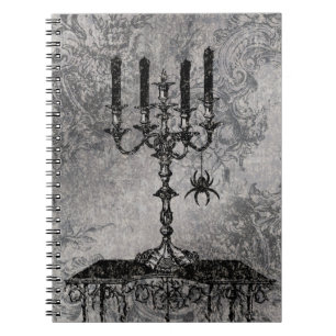 Gothic Candlestick with Spider, Halloween Notebook