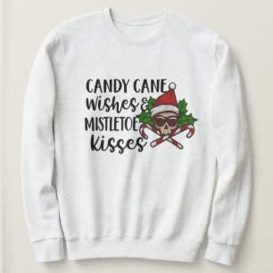 Gothic Candy Cane Mistletoe Kiss Christmas  Sweatshirt