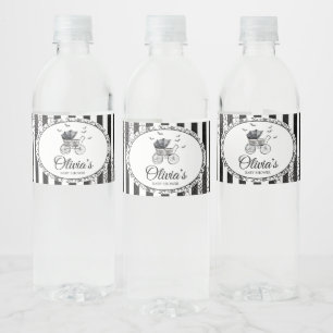 Gothic Carriage Halloween Baby Shower Water Bottle Label