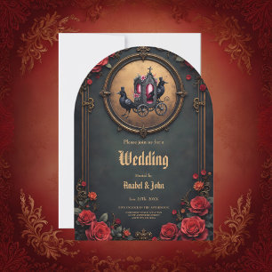 Gothic Carriage with Ravens and Roses Invitation
