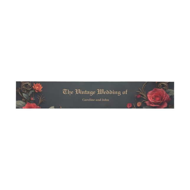 Gothic Carriage with Ravens and Roses Invitation Belly Band (Flat)