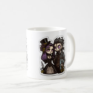 Gothic Cartoon Couple Sticker Art Classic Mug, 11  Coffee Mug