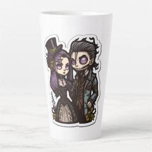 Gothic Cartoon Couple Sticker Art Latte Mug
