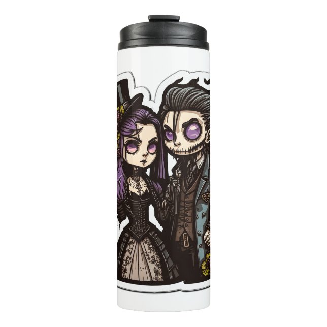 Gothic Cartoon Couple Sticker Art Thermal Tumbler  (Front)