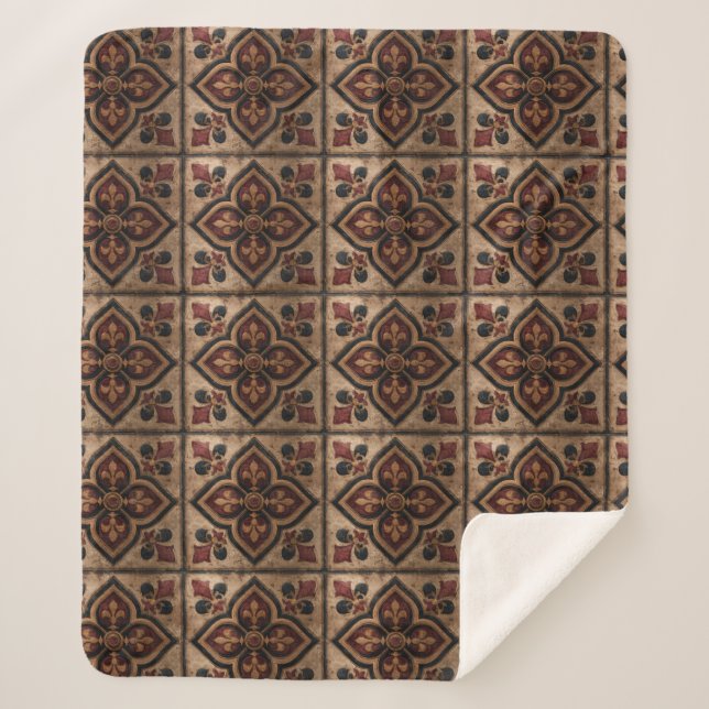 Gothic Carved Woodwork Pattern (3) Sherpa Blanket (Front)