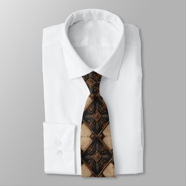 Gothic Carved Woodwork Pattern (4) Tie (Tied)