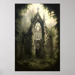 Gothic Castle Botanical Print, Dark Academia Poster
