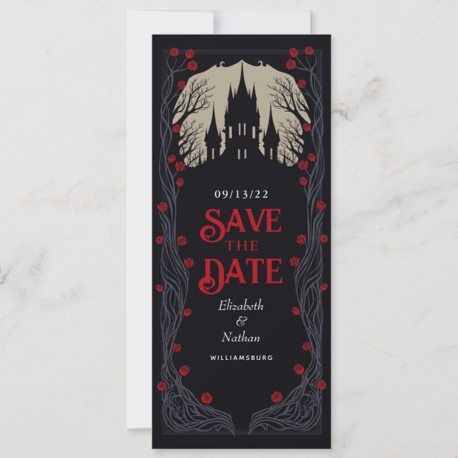Gothic Castle Floral Wedding Save the Date Invitation (Front)