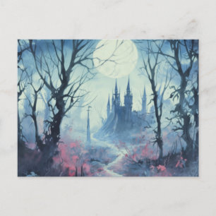 Gothic Castle Full Moon Forest Halloween Holiday Postcard