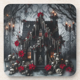 Gothic Castle Night with Skulls, Candles Dark Coaster