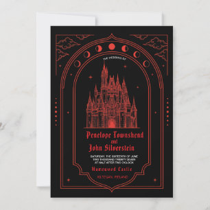 Gothic Castle Wedding Invitation Red Black Dark
