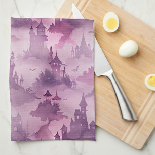 Gothic Castles in Mist – Haunted Fantasy Halloween Tea Towel