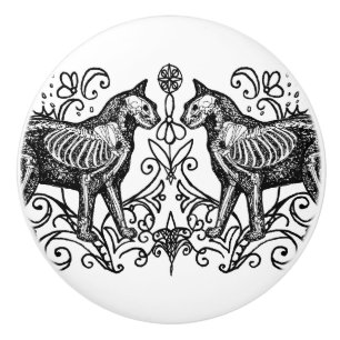 Gothic Cat Anatomy Ceramic Knob