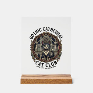 Gothic Cathedral Cat Cat Graphic Tee Art - Gothic Acrylic Sign