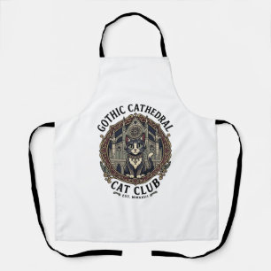 Gothic Cathedral Cat Cat Graphic Tee Art - Gothic  Apron