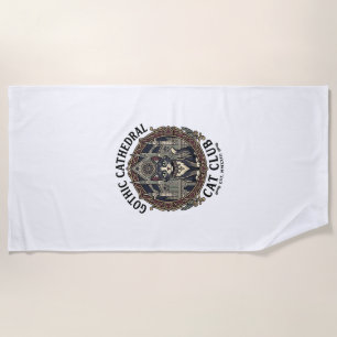 Gothic Cathedral Cat Cat Graphic Tee Art - Gothic  Beach Towel