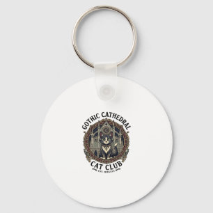 Gothic Cathedral Cat Cat Graphic Tee Art - Gothic  Key Ring
