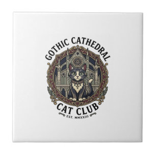 Gothic Cathedral Cat Cat Graphic Tee Art - Gothic  Tile