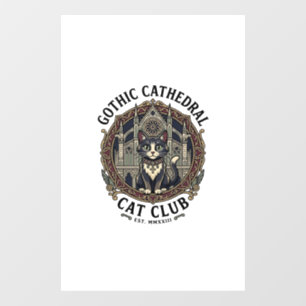 Gothic Cathedral Cat Cat Graphic Tee Art - Gothic Window Cling