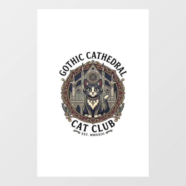 Gothic Cathedral Cat Cat Graphic Tee Art - Gothic  Window Cling (Sheet)