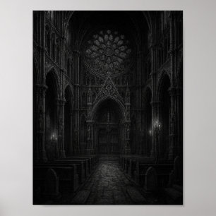 Gothic Cathedral in Black + White Poster