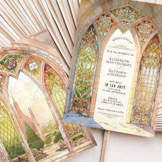 Gothic Cathedral Stained Glass Wedding Invitation
