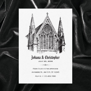 Gothic cathedral wedding  invitation