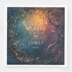 Gothic Celestial Gold Vine Abstract Nebula Luxury Napkin