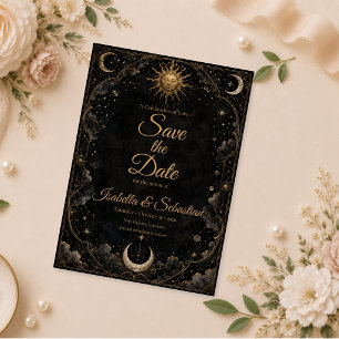 Gothic Celestial Sun Moon Wedding Save The Date
